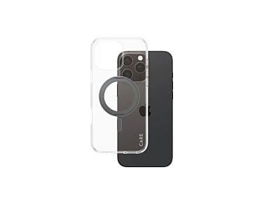 CARE by PanzerGlass Feature Kickstand Etui do iPhone 16 Pro Max z czarną stopką kompatybilną z MagSafe - Przezroczyste