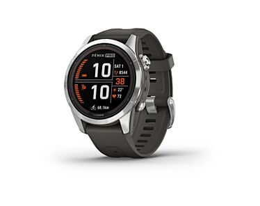 Garmin Fenix 7S Pro Solar Smartwatch z kopertą 42mm ze stali nierdzewnej w kolorze srebrnym z paskiem w kolorze grafitowym