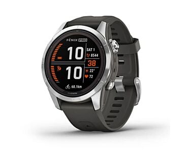 Garmin Fenix 7S Pro Solar Smartwatch z kopertą 42mm ze stali nierdzewnej w kolorze srebrnym z paskiem w kolorze grafitowym