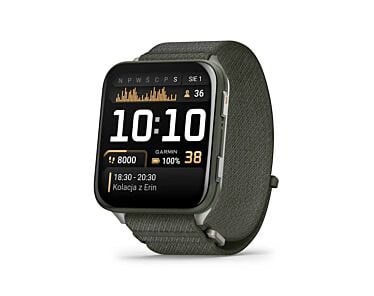 Garmin Venu X1 Smartwatch z kopertą 51mm w kolorze zielonego mchu z tytanowym deklem i nylonowym paskiem ComfortFit w kolorze zielonego mchu