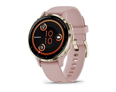 Garmin Venu 3S Smartwatch GPS + Cellular z kopertą 41mm bezel ze stali nierdzewnej w kolorze Soft Gold z kopertą i paskiem w kolorze brudnego różu
