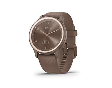 Garmin Vivomove Sport Smartwatch z kopertą 40 mm w kolorze jasnobrązowym i silikonowym paskiem brzoskwiniowozłotymi akcentami