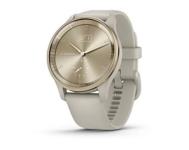 Garmin Vivomove Trend Smartwatch z kopertą 40mm bezel ze stali nierdzewnej w kolorze kremowo-złotym z kopertą i silikonowym paskiem w kolorze szarym