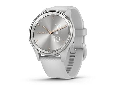 Garmin Vivomove Trend Smartwatch z kopertą 40mm bezel ze stali nierdzewnej w kolorze srebrnym z kopertą i silikonowym paskiem w kolorze mglistej szarości