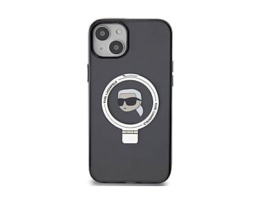 Karl Lagerfeld Ring Stand Karl Head Etui do iPhone 15 kompatybilne z MagSafe - Czarne