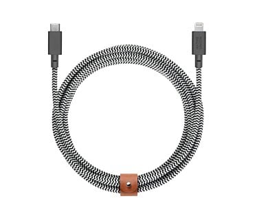Native Union Belt Cable XL Kabel USB-C na lightning 3m - Biało-czarny (zebra)