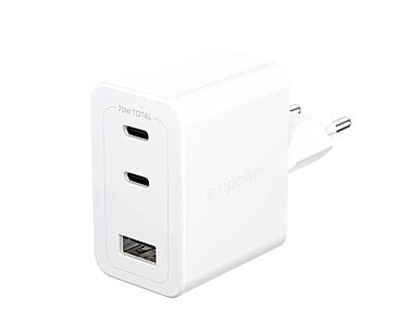 PanzerGlass Empower Turbo Ładowarka sieciowa 70W  2 x USB-C / USB-A - Biała