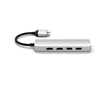 Satechi Dual USB-C Multimedia HUB - Ethernet / 2 xHDMI / 2xUSB 3.0 / USB-C(PD) / SD / microSD / Silver (srebrny)