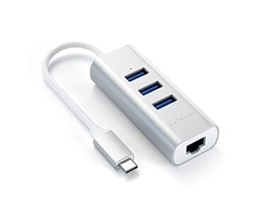 Satechi USB-C 2 w 1 HUB 3xUSB 3.0 / RJ45 Srebrny (Silver)
