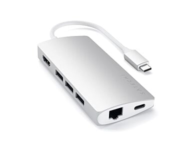 Satechi USB-C Multiport Ethernet V2 HUB - 3xUSB 3.0 / Ethernet / HDMI / USB-C (PD) / SD / microSD / Silver (srebrny)