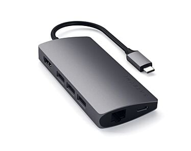 Satechi USB-C Multiport Ethernet V2 HUB - 3xUSB 3.0 / Ethernet / HDMI / USB-C (PD) / SD / microSD / Space Gray (gwiezdna szarość)
