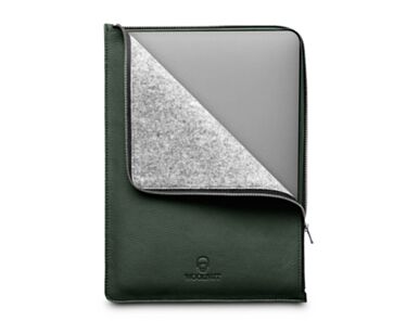 Woolnut - skórzany zapinany pokrowiec do MacBook Pro 16" (zielony)