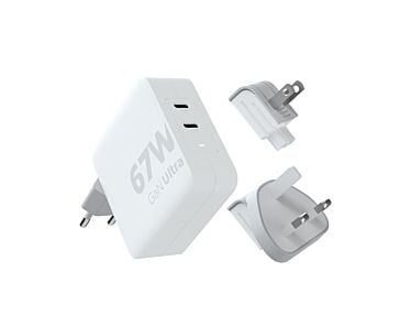 Xtorm GaN Ultra Ładowarka turystyczna 67W wtyczki EU/US/UK + kabel USB-C PD - Biała