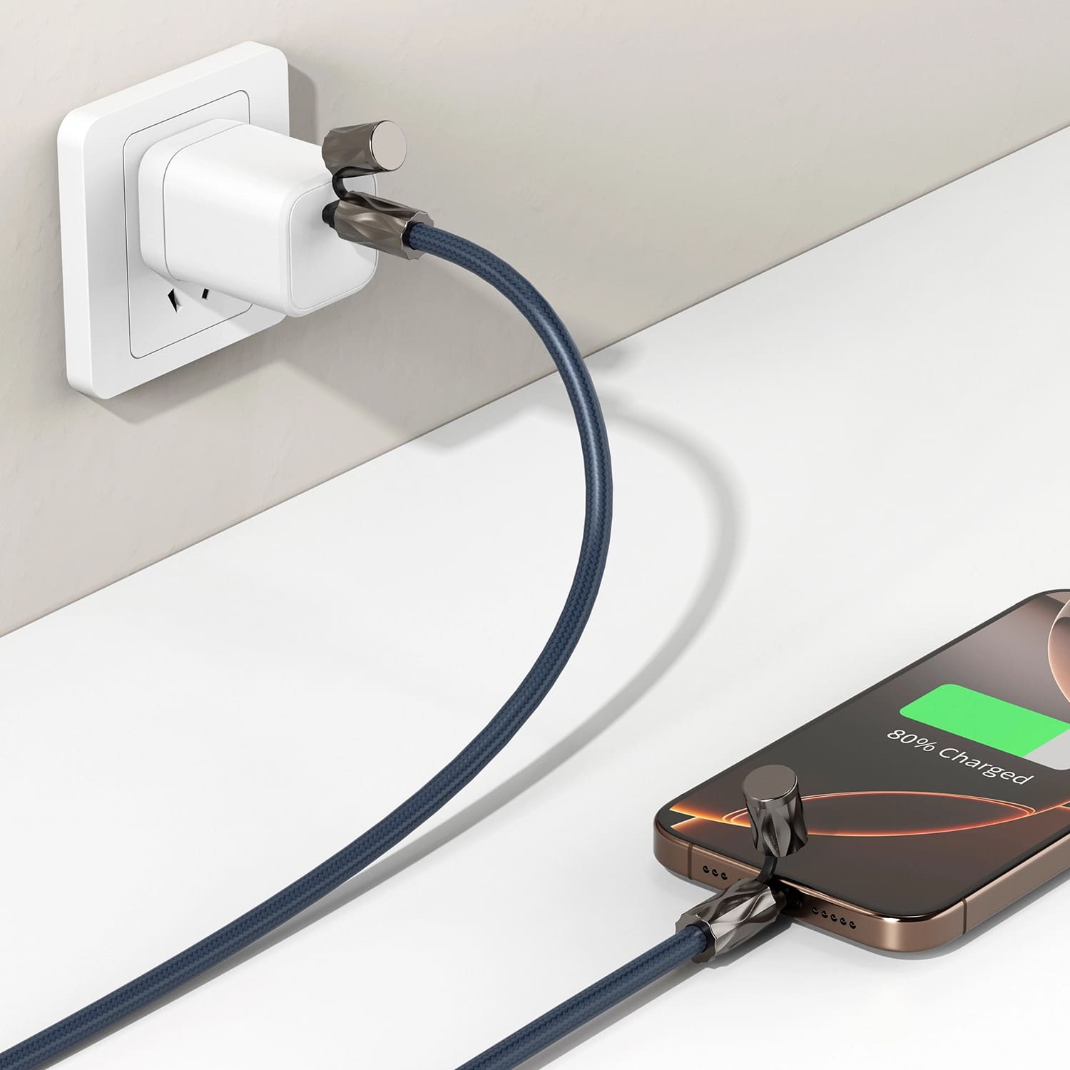 ERPOWER Snake Lanyard Smycz z kablem USB-C do USB-C 240W i blokerem danych 1,5m - Granatowa ERPOWER Snake Lanyard Smycz z kablem USB-C do USB-C 240W i blokerem danych 1,5m - Granatowa