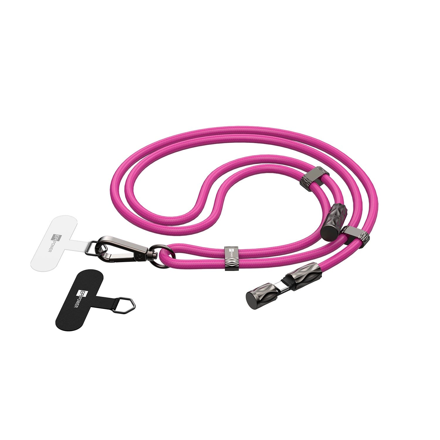 ERPOWER Snake Lanyard Smycz z kablem USB-C do USB-C 240W i blokerem danych 1,5m - Różowa