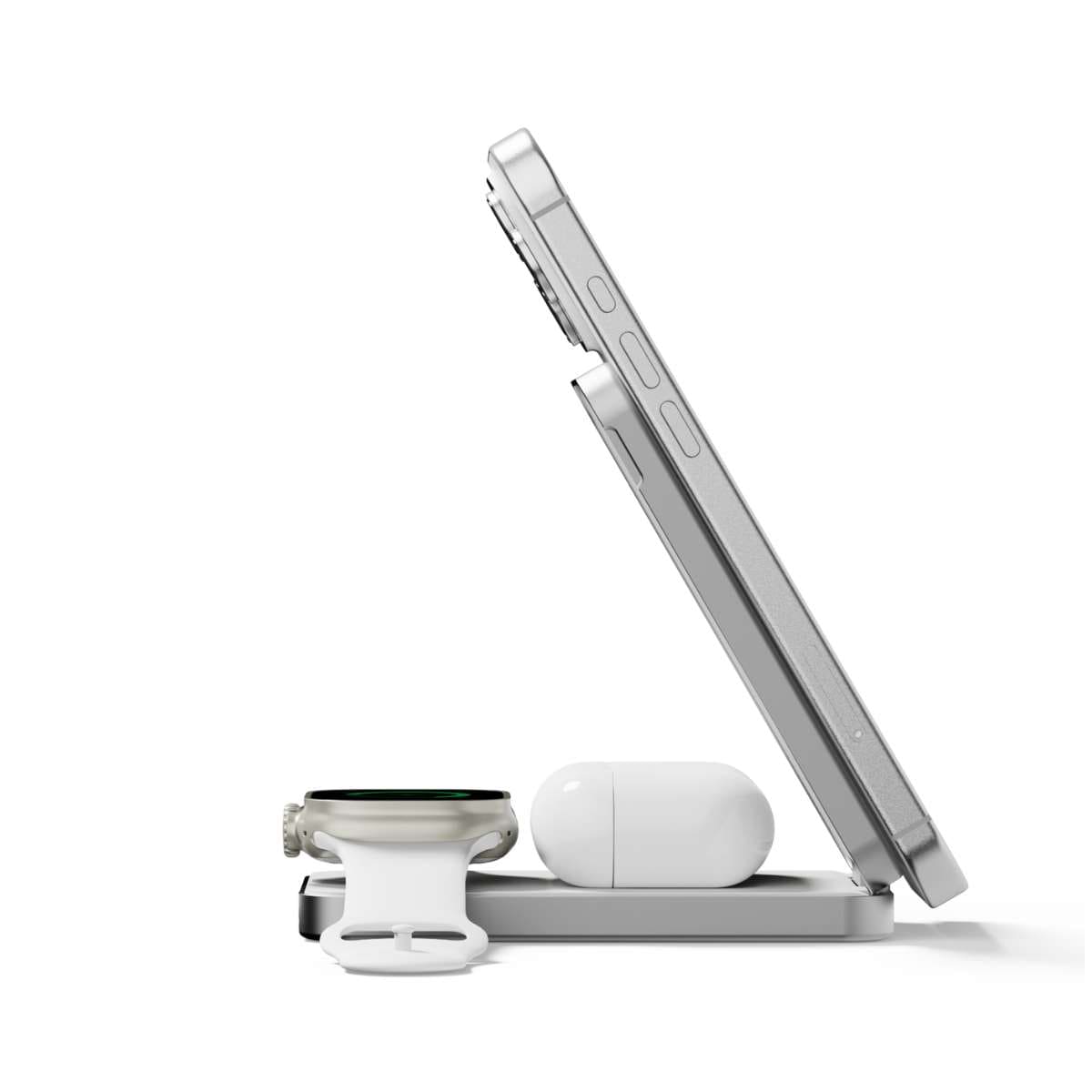 LINQ Powerbank magnetyczny 3in1 do iPhone / AirPods / Apple Watch 8.000 mAh kompatybilny z MagSafe - Srebrny LINQ Powerbank magnetyczny 3in1 do iPhone / AirPods / Apple Watch 8.000 mAh kompatybilny z MagSafe - Srebrny