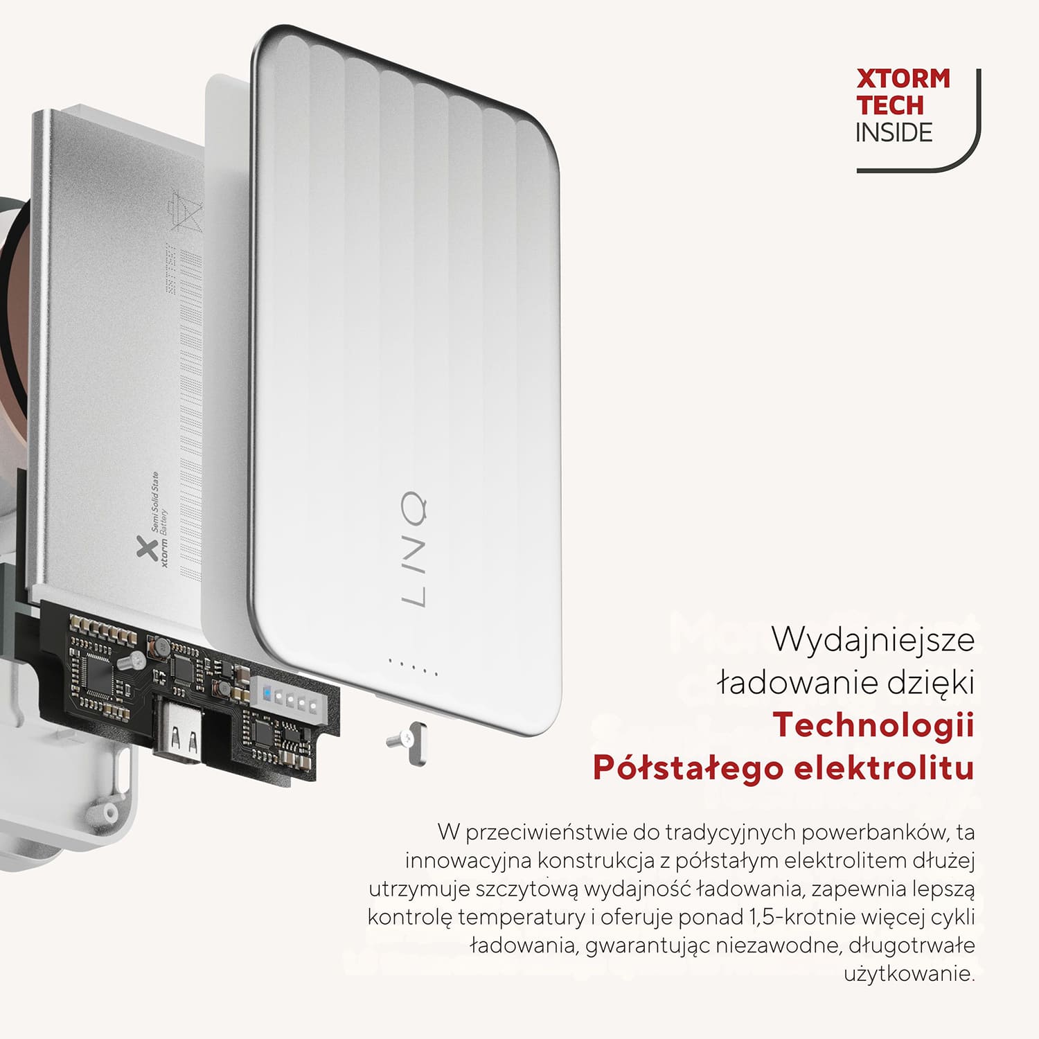 LINQ powered by Xtorm Powerbank magnetyczny 10.000 mAh kompatybilny z MagSafe z ładowaniem Qi2.2 25W - Srebrny LINQ powered by Xtorm Powerbank magnetyczny 10.000 mAh kompatybilny z MagSafe z ładowaniem Qi2.2 25W - Srebrny