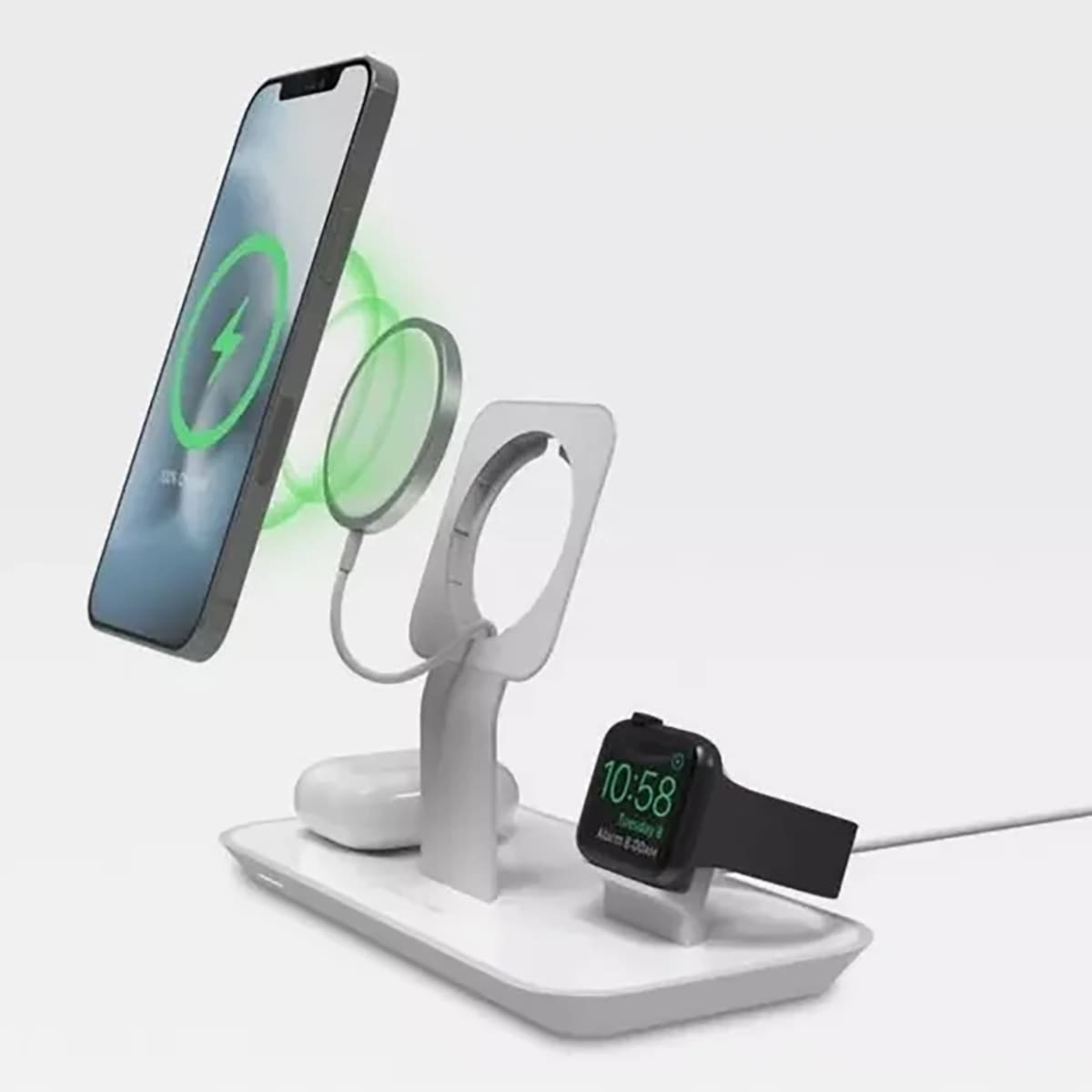 Mophie Snap+ Ładowarka bezprzewodowa 3w1 kompatybilna z MagSafe / 15W - Biała Mophie Snap+ Ładowarka bezprzewodowa 3w1 kompatybilna z MagSafe / 15W - Biała