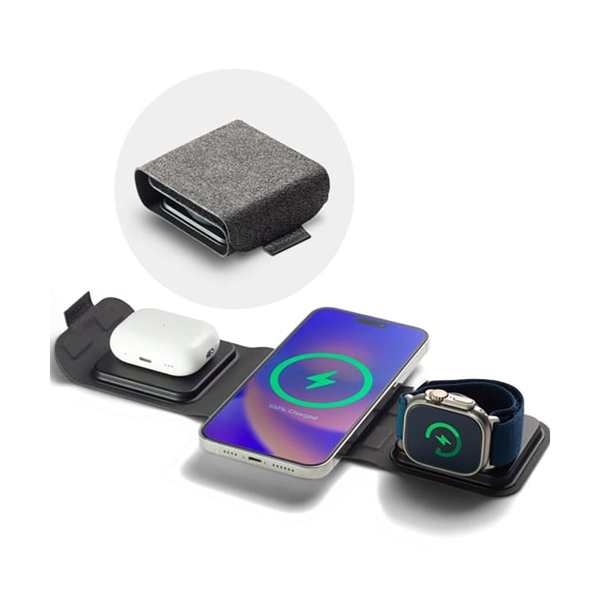 Mophie Travel charger Ładowarka podróżna do 3 urządzeń (Watch/AirPods/iPhone) kompatybilna z MagSafe - Czarna