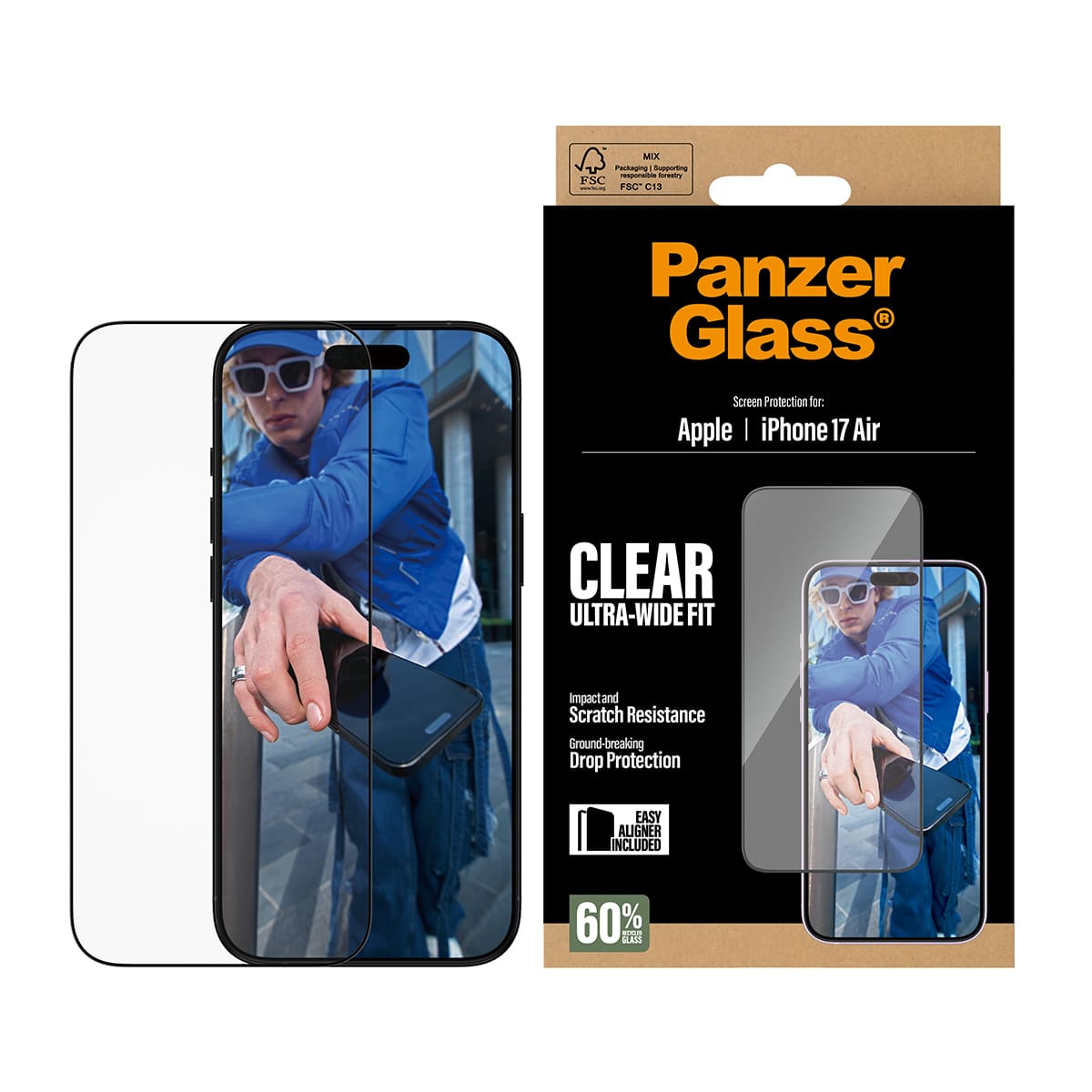 PanzerGlass Ultra-Wide Fit EasyAligner Szkło hartowane do iPhone Air 