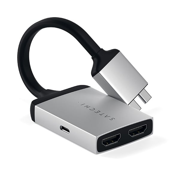 Satechi Dual HDMI 4K USB-C Adapter Silver Satechi Dual HDMI 4K USB-C Adapter Silver