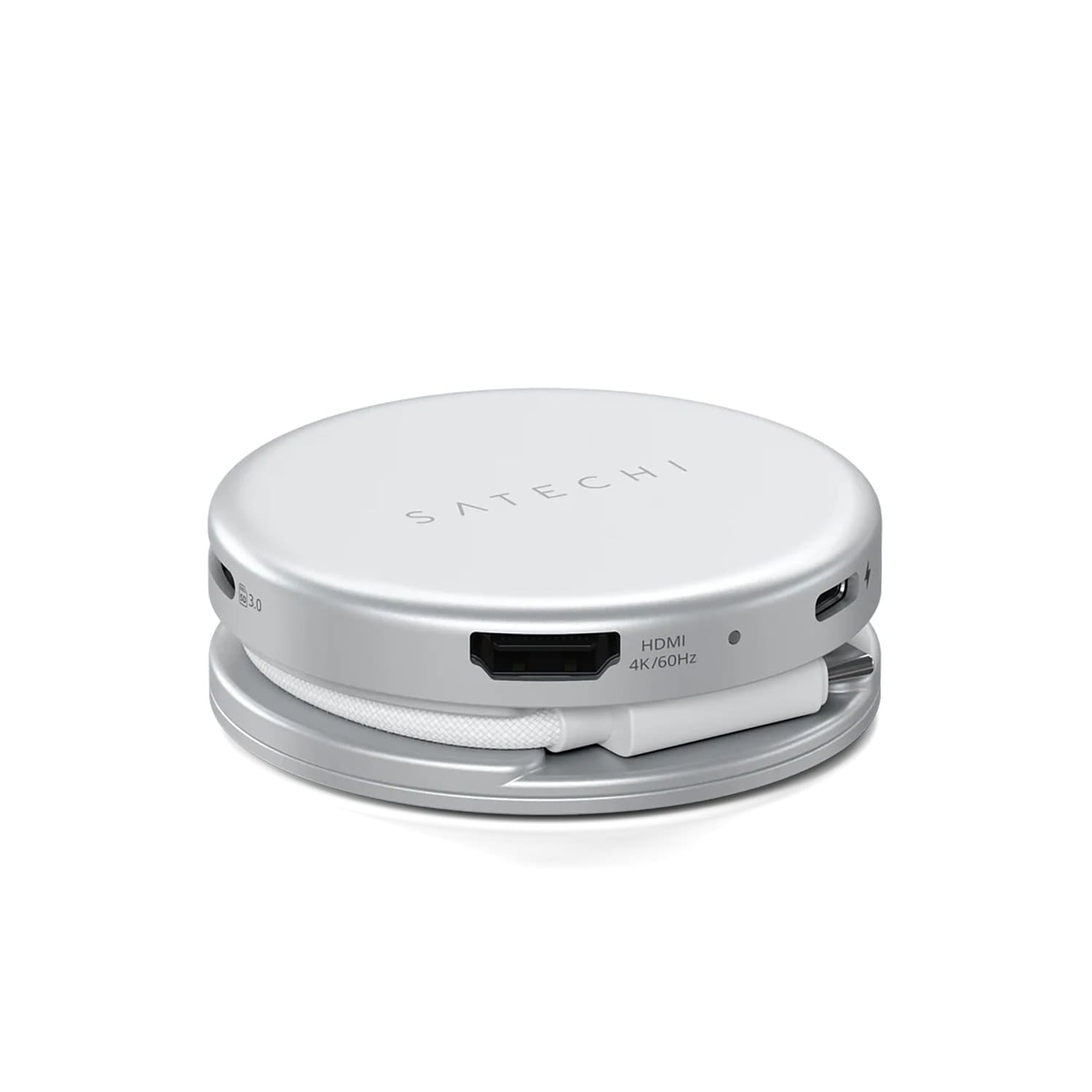 Satechi OntheGo Adapter do urządzeń mobilnych 5w1 (USB-C 5 Gbps / USB-A 5 Gbps / HDMI 4K / czytnik kart SD 104MB/s / USB-C PD passthrough 60W) - Srebrny