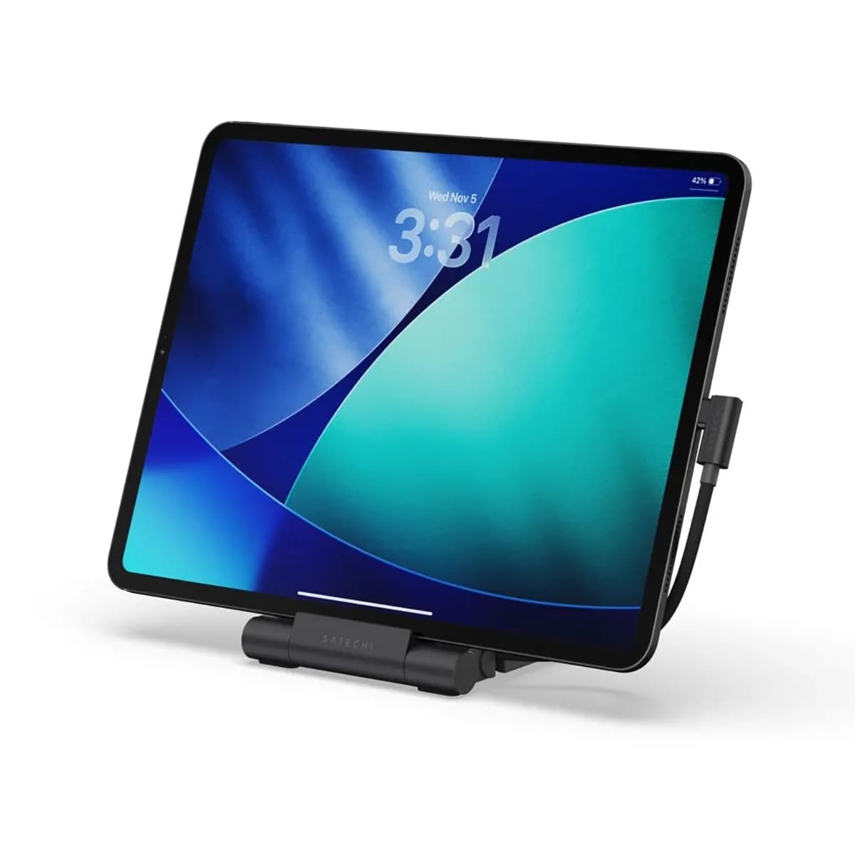 Satechi OntheGo Składana podstawka i hub do urządzeń mobilnych (USB-C 100W PD / USB-C 10 Gbps / USB-A 10 Gbps / czytnik kart micro/SD 312 MB/s / 3,5mm jack / HDMI 4K) - Gwiezdna czerń