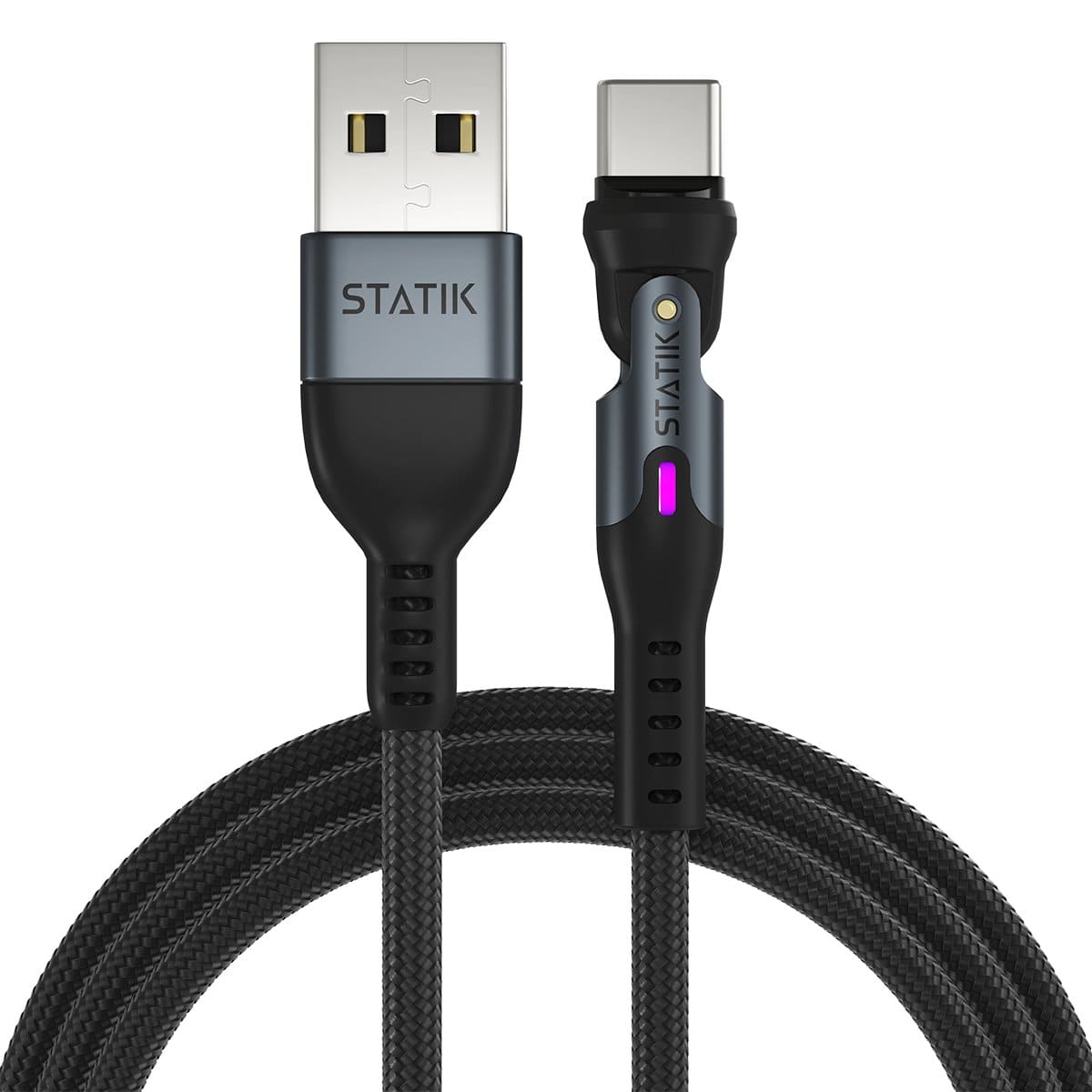 Statik 360 Kabel USB-A z trzema wymiennymi wtyczkami magnetycznymi 2m (USB-C / micro USB / lightning) - Czarny