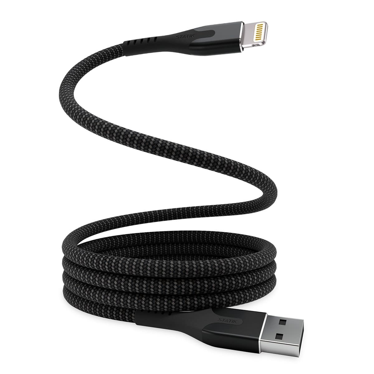 Statik MagStack Kabel USB-A na lightning w nylonowym oplocie zwijany magnetycznie z certyfikatem MFI 1m - Czarny