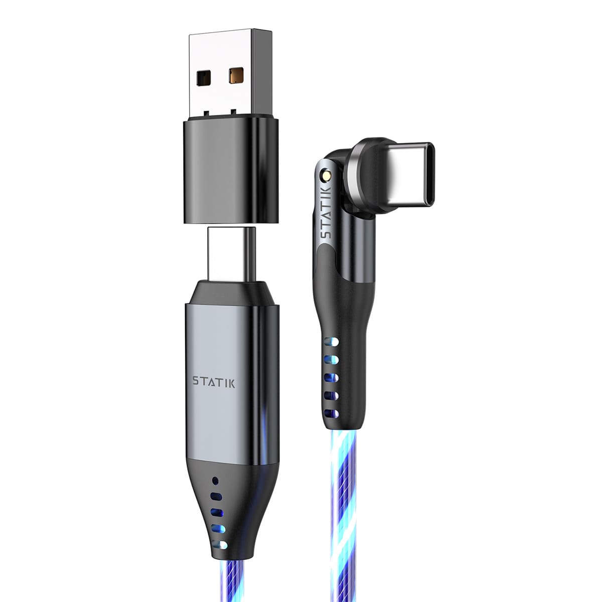 Statik PowerPivot GloBright Pro Kabel USB-C na USB-C z podświetleniem LED 1m