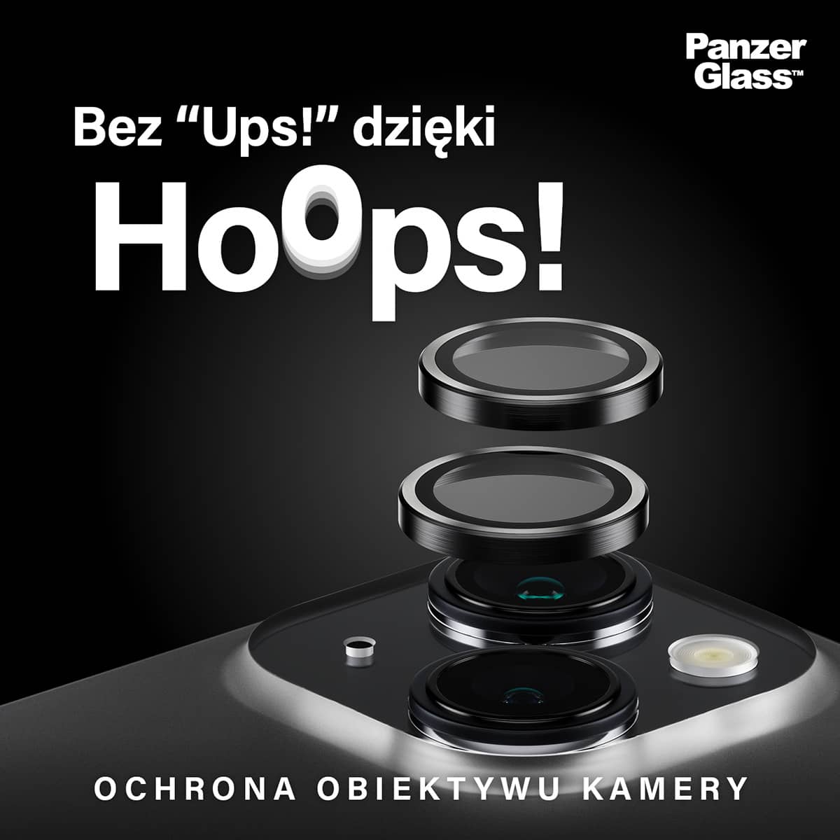 PanzerGlass Hoops Camera Szkło ochronne na aparat do iPhone 15 / 15 Plus - Czarne