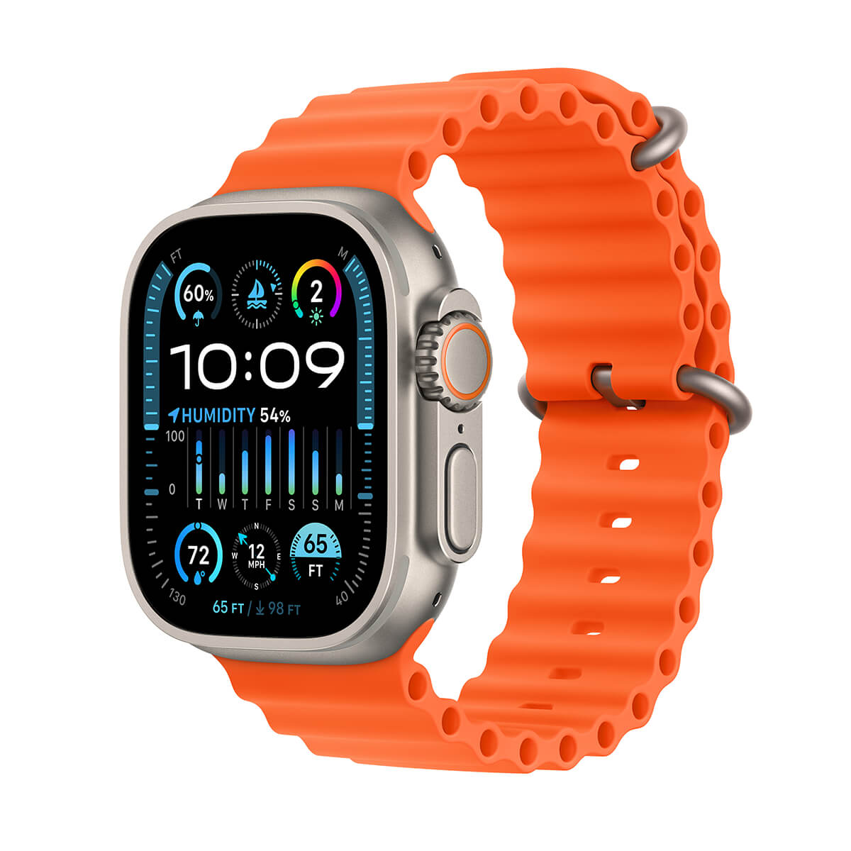 Apple Watch Ultra 2 GPS + Cellular Koperta 49mm z tytanu z Paskiem Ocean w kolorze pomarańczowym