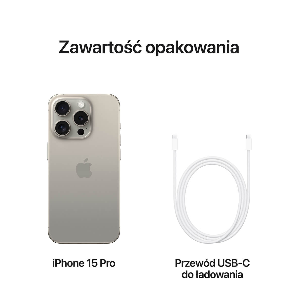 iPhone 15 Pro - Tytan naturalny - zestaw