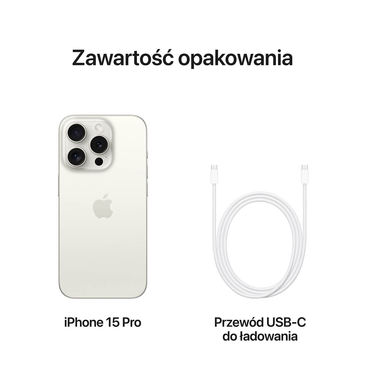 iPhone 15 Pro - Tytan biały - zestaw