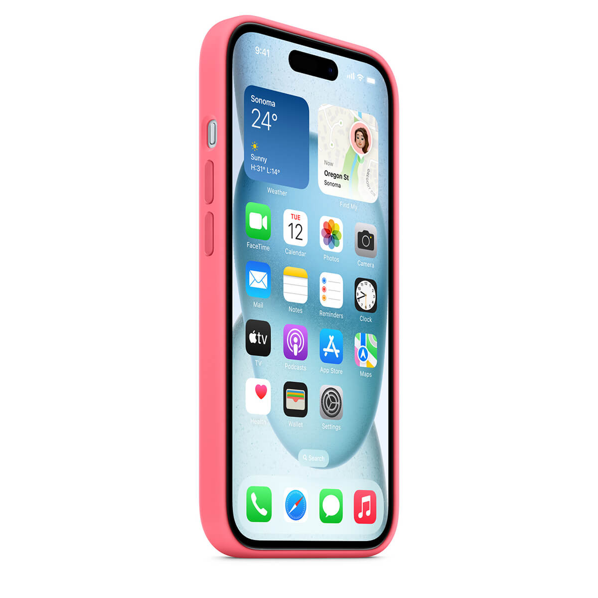 Apple etui silikonowe do iPhone 15 - Różowy