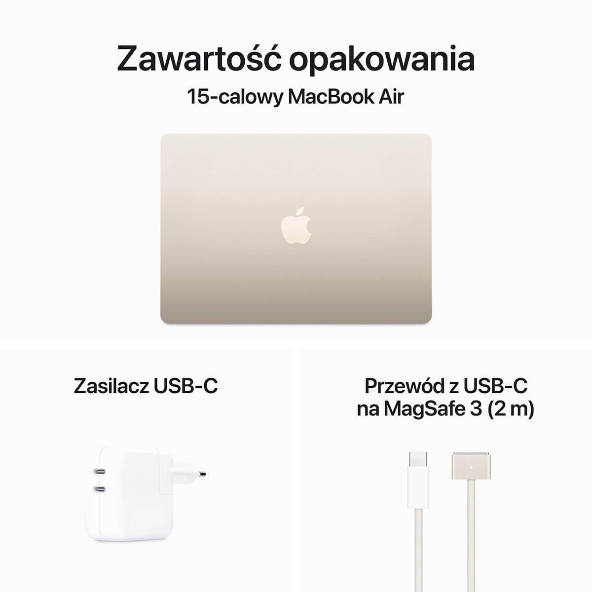 MacBook Air 15 cali M3 Zawartość opakowania