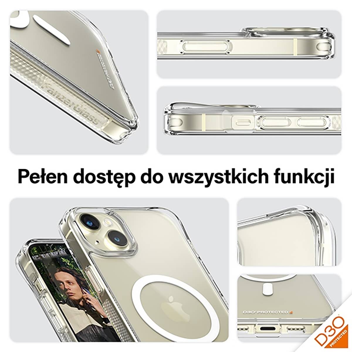 PanzerGlass HardCase D30 Etui do iPhone 15 Plus kompatybilne z MagSafe - Przezroczyste