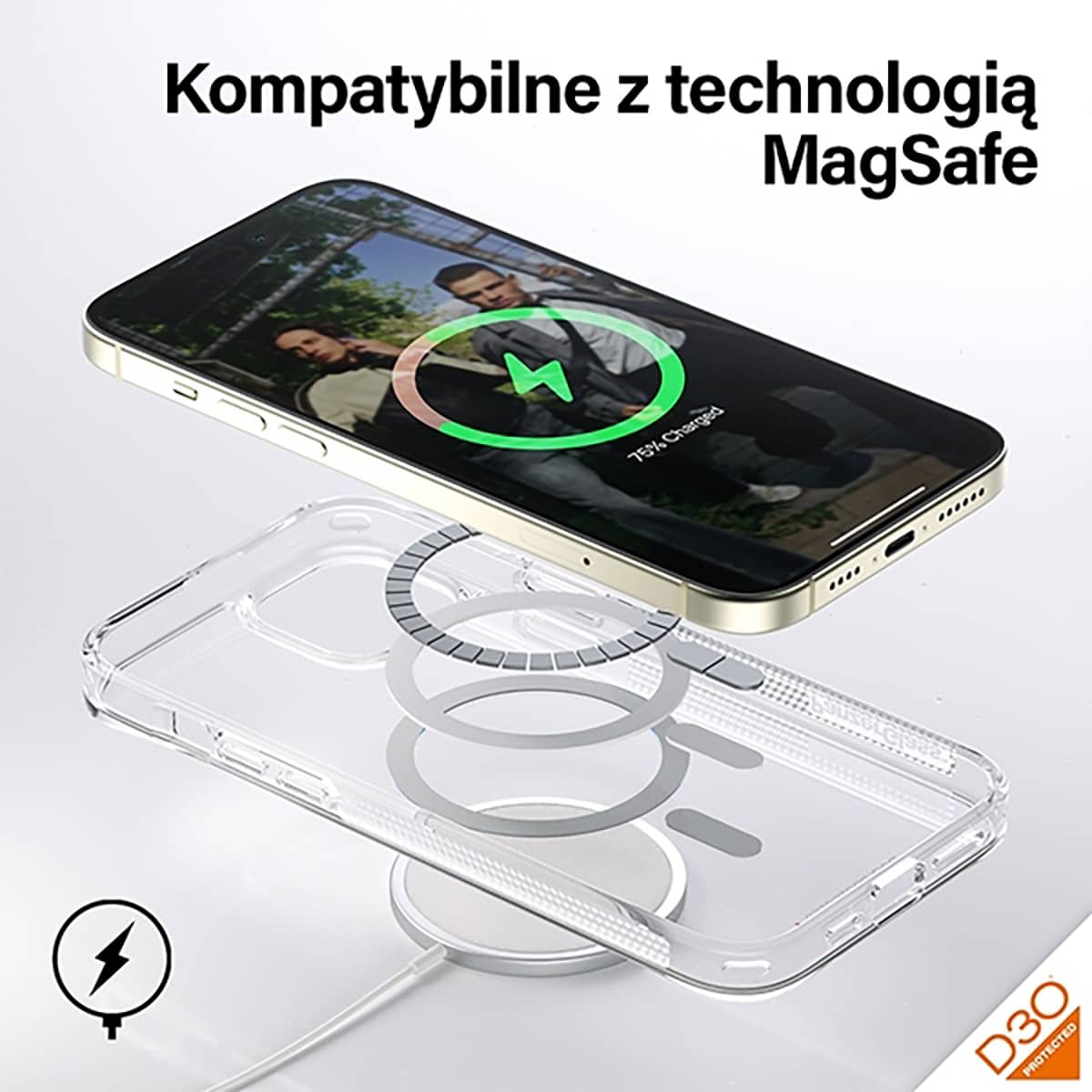 PanzerGlass HardCase D30 Etui do iPhone 15 Plus kompatybilne z MagSafe - Przezroczyste