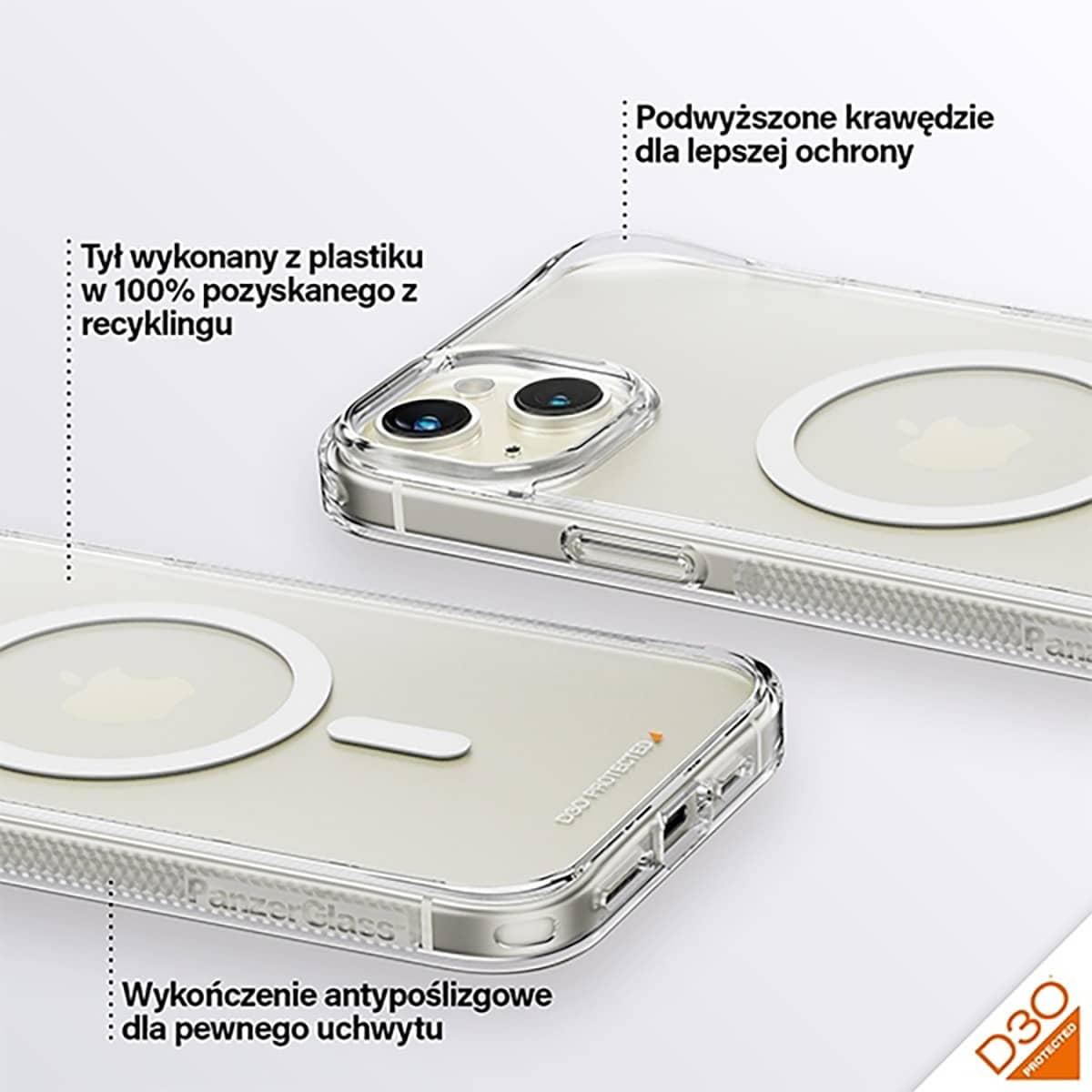 PanzerGlass HardCase D30 Etui do iPhone 15 Plus kompatybilne z MagSafe - Przezroczyste