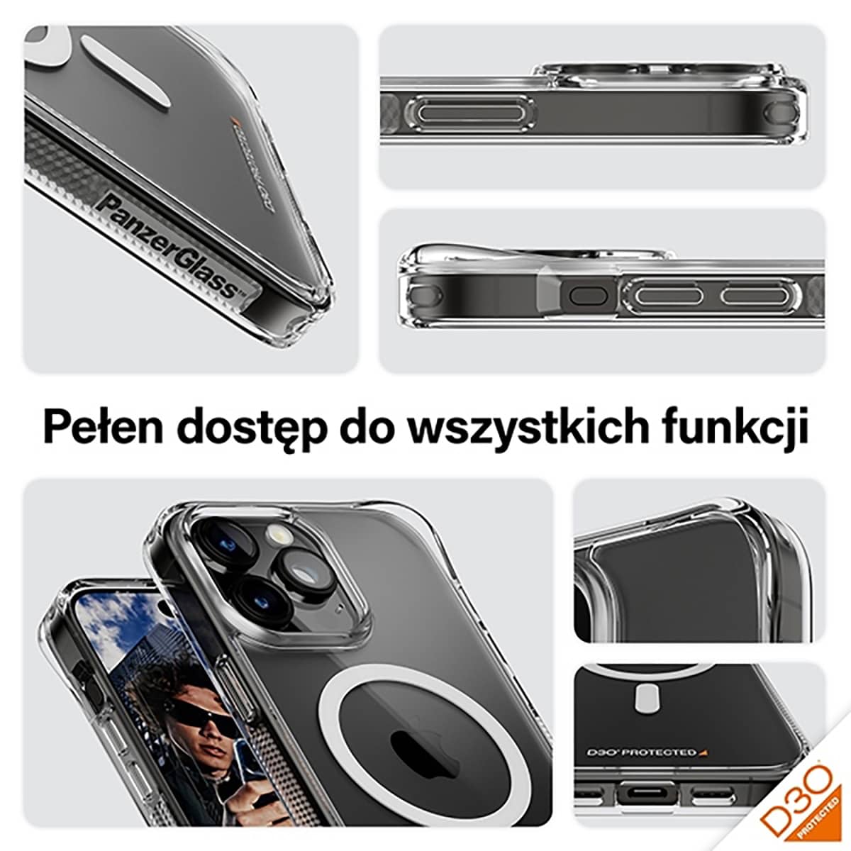 PanzerGlass HardCase D30 Etui do iPhone 15 Pro Max kompatybilne z MagSafe - Przezroczyste