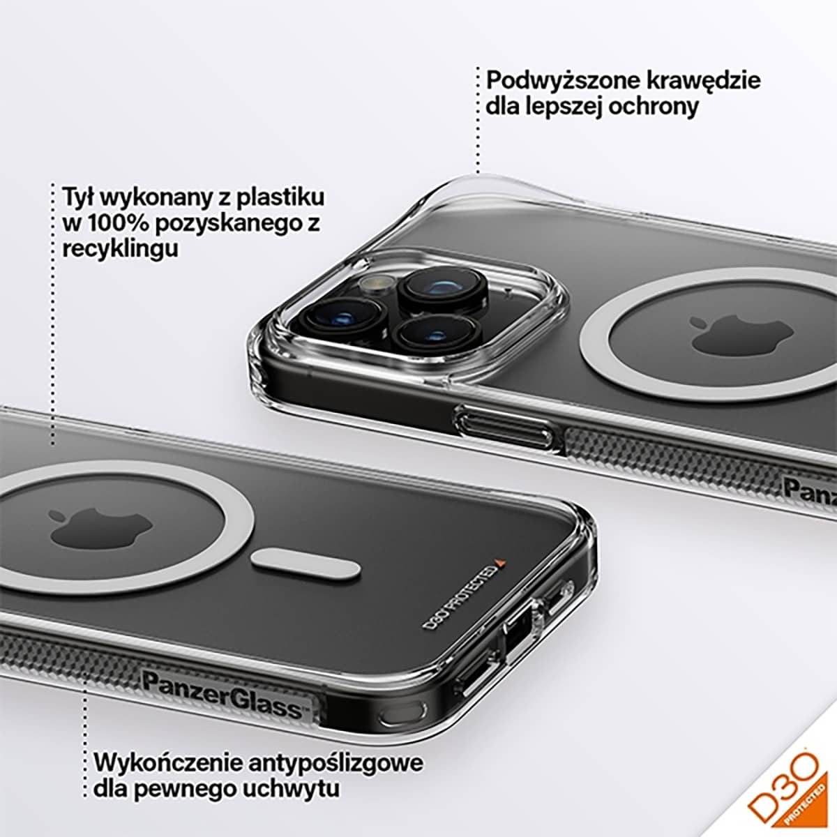 PanzerGlass HardCase D30 Etui do iPhone 15 Pro Max kompatybilne z MagSafe - Przezroczyste