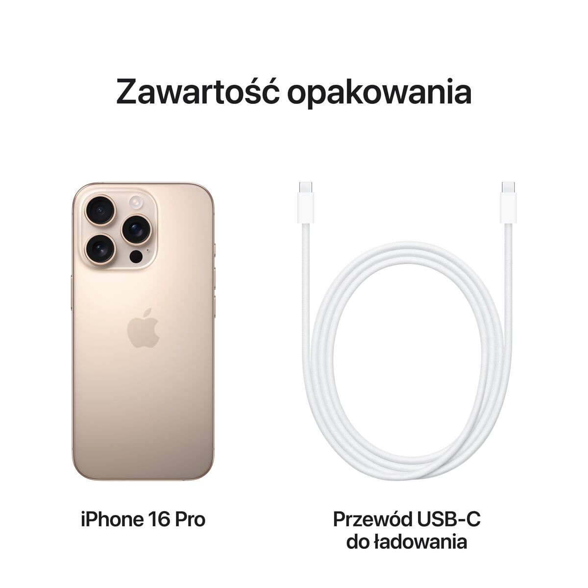 Apple iPhone 16 Pro 1TB Tytan pustynny (Desert Titanium) - zawartość opakowania