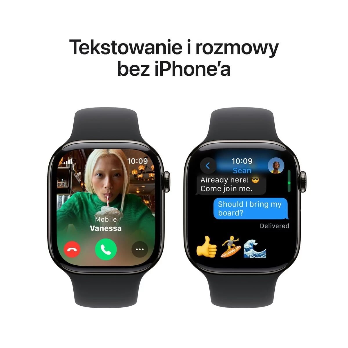 Apple Watch Series 10 GPS + Cellular Koperta 42mm z Tytanu w kolorze Łupku z Paskiem sportowym w kolorze Czarnym - M/L