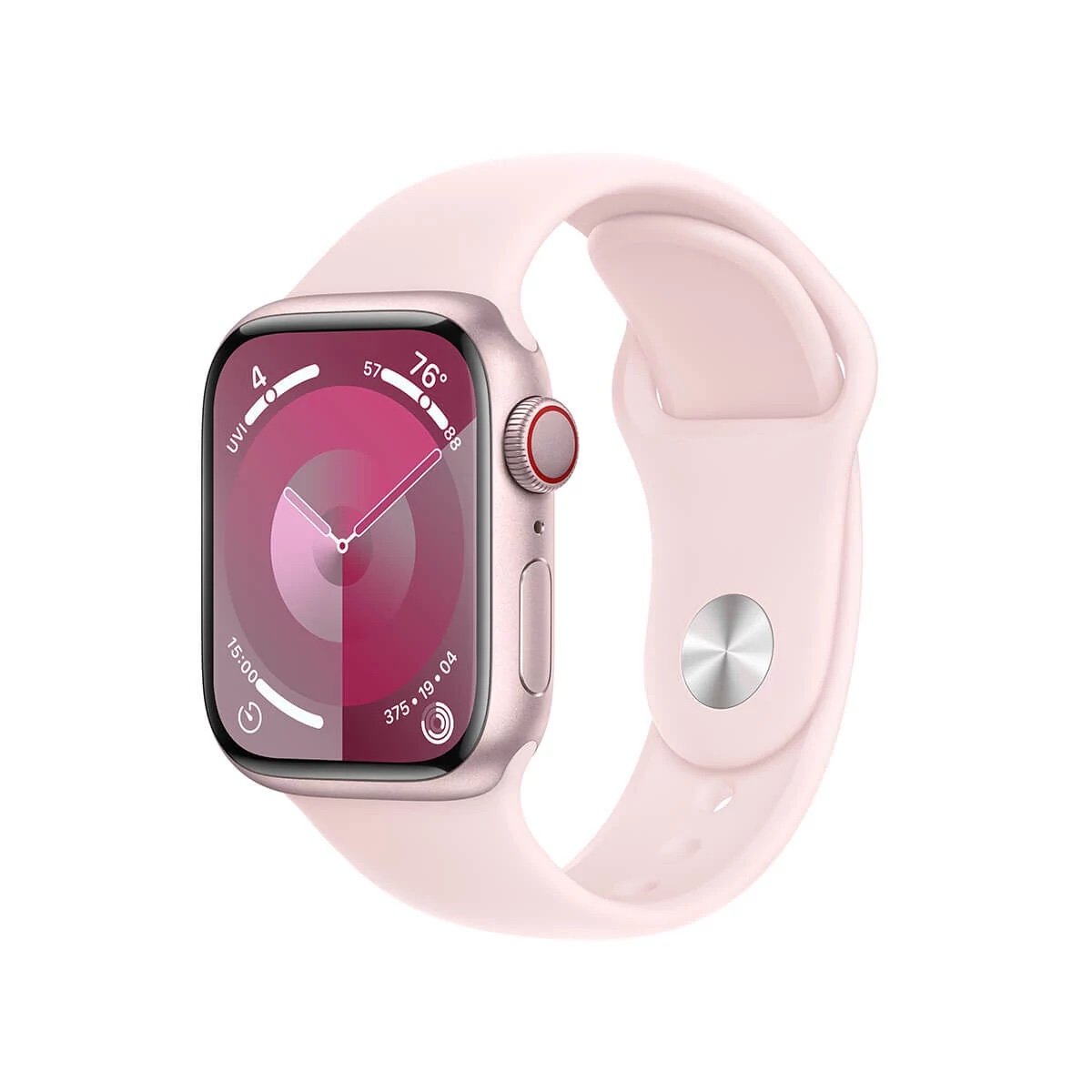 Apple Watch 9 GPS + Cellular 41mm Koperta z Aluminium Różowa z Paskiem sportowym Jasnoróżówym - MRHY3QP/A