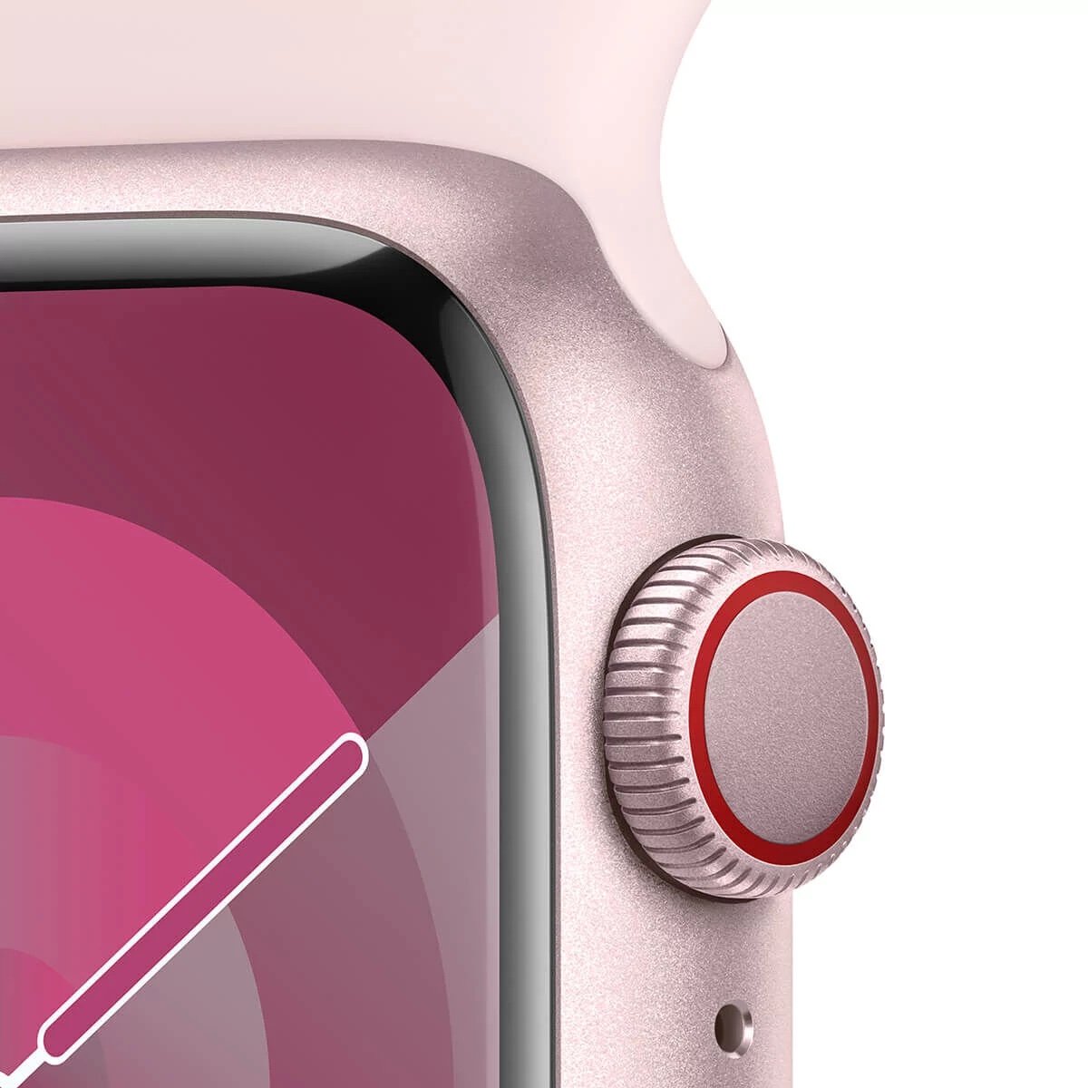 Apple Watch 9 GPS + Cellular 41mm Koperta z Aluminium Różowa z Paskiem sportowym Jasnoróżówym - MRHY3QP/A