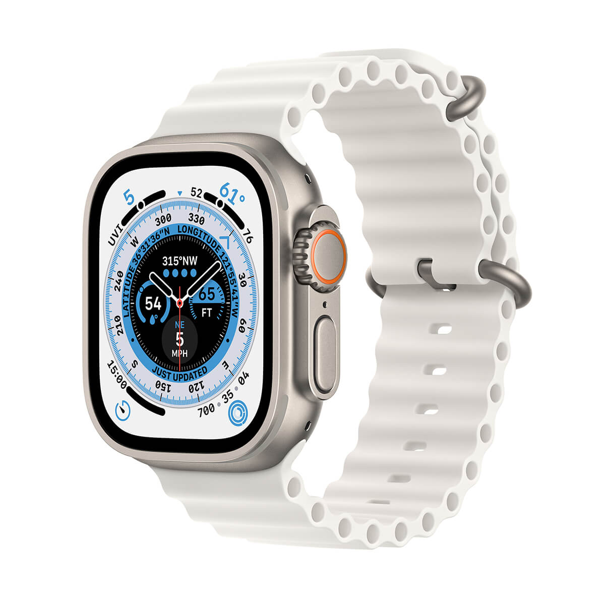 Apple Watch Ultra GPS + Cellular Koperta 49mm z Tytanu z Paskiem Ocean w kolorze białym