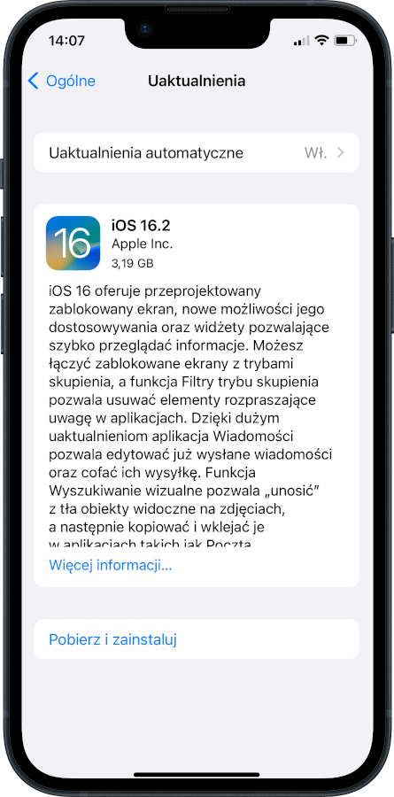 iPhone 14 - aktualizacja iOS
