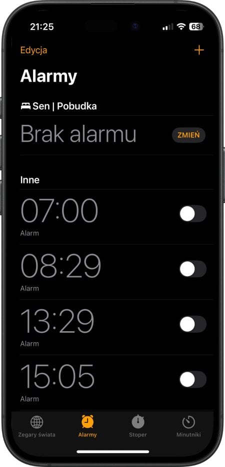 iPhone - ustawienie budzika za pomocą aplikacji Zegar