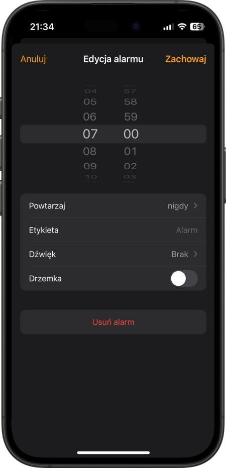 iPhone - budzik wyłącza się samoczynnie 