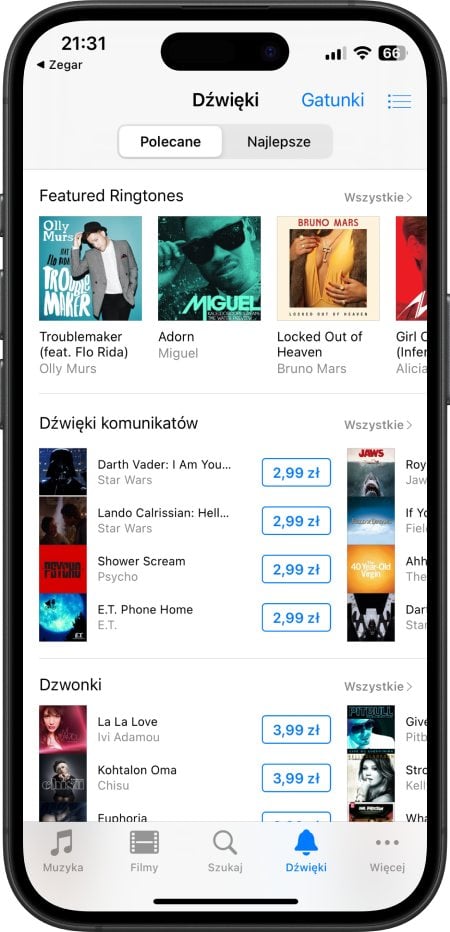 Zakup dźwięków w iTunes Store